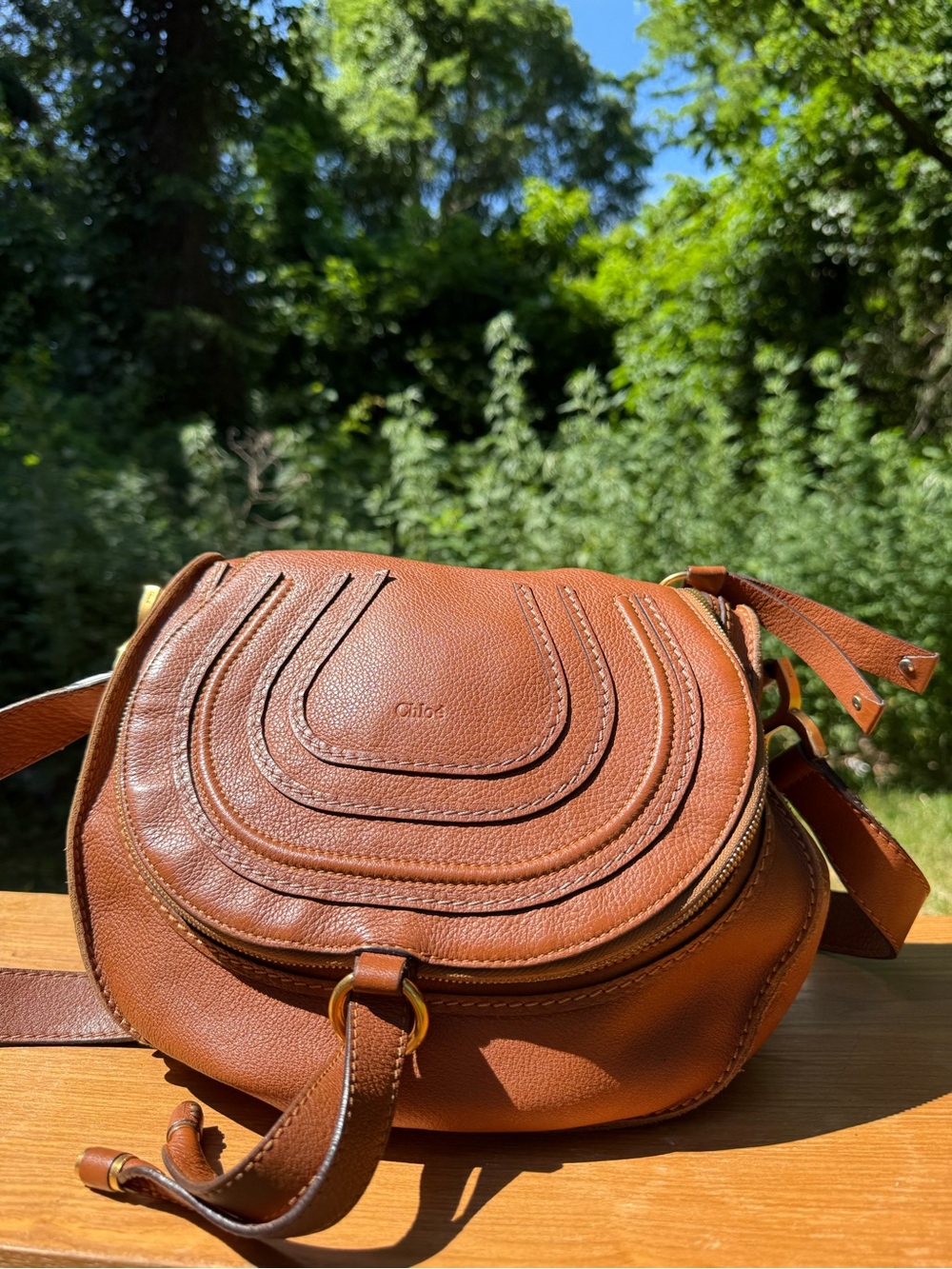 Chloe  Brown Leather Marcie Saddle Bag